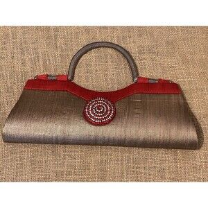 RADHA Gold Woven  Evening Bag Clutch Rhinestones NWOT